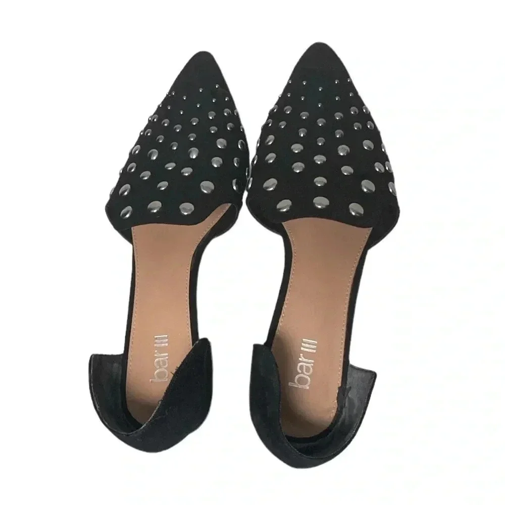 BAR III | Black Closed Back Studded Cansia Pointed Toe Slip On Flats 8.5M (EUC)